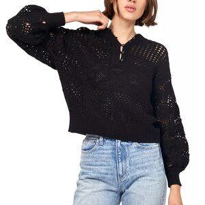Joie Carem Wool Pointelle Sweater Color Black Sz S NWT